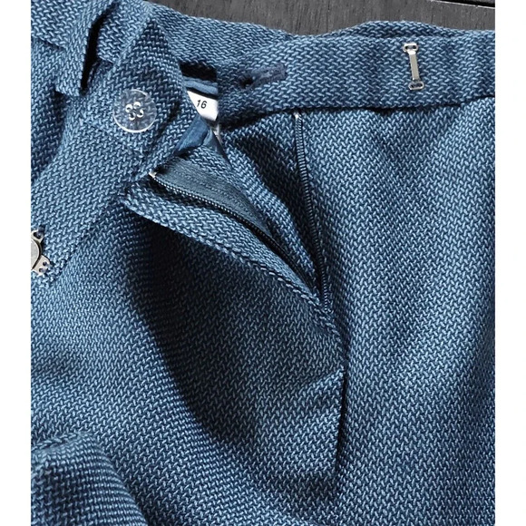 Pendleton Women’s Virgin Wool Herringbone Pants Peacock Blue Size 16 Academia - Picture 4 of 9